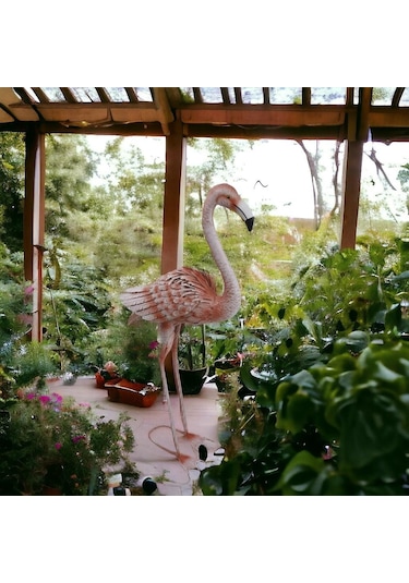 T.concept Dekoratif Gerçekçi Dayanıklı Metal Pembe Flamingo Büyük