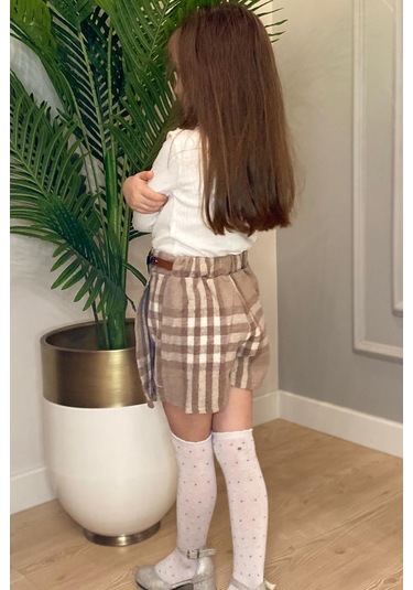 Şort Etek Kız Çocuk Takım Mnk0561 Bej