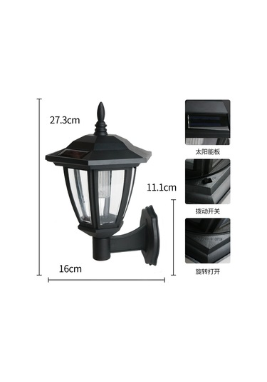 Wezone Solar Enerji İle Çalışan Dış Cephe Aydınlatma Lambası - Villa Bahçe Duvar Teras İçin Yağmur Dayanıklı Led Duvar Lambası Siyah