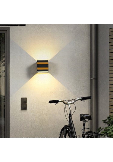 Xiyyadms Siyah Ve Altın Ip65 Su Geçirmez 6w Kruger Led Chip Duvar Lambası - Dış Cephe, İç Mekan, 3-5 Aydınlatma - Beyaz Işık Beyaz