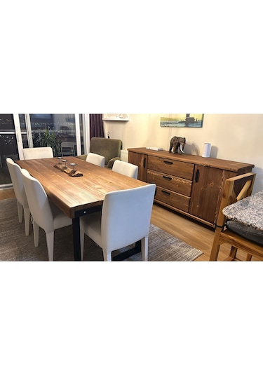 Doğal Ahşap Mutfak Masası-70-100-76 Cm-kare Profil Ayak