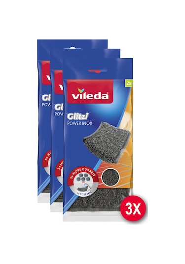 Vileda 3 Paket Glitzi Inox Çelik Bulaşık Teli 2