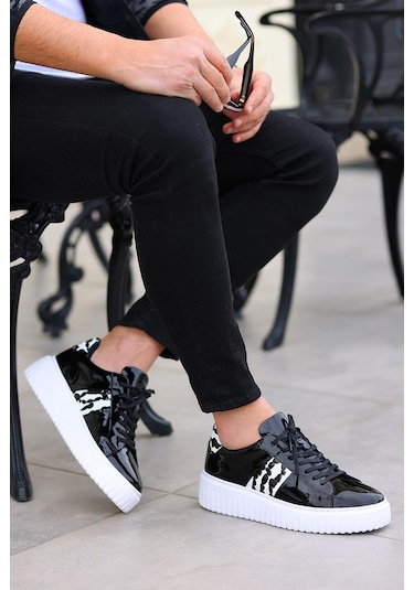 Shoetyle - Siyah Rugan Deri Bağcıklı Erkek Günlük Ayakkabı 101-1100-947 Siyah