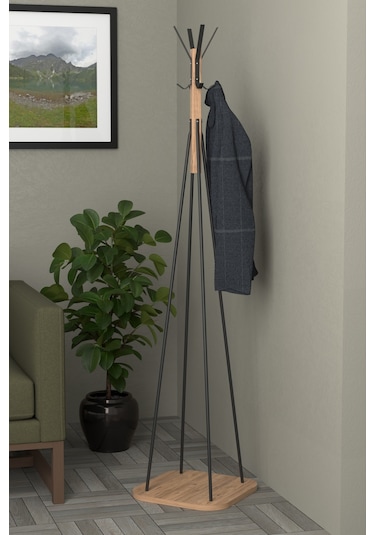 Retodesign Portmanto Askı Ayaklı Elbise Askısı Fortmanto Askılık 1799a Siyah - Atlantik Çam