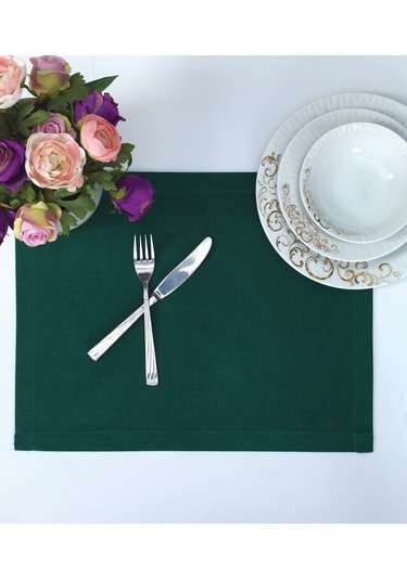 Pamuklu Yeşil Renk Amerikan Servis Masa Sunum Tekli Supla 35x46 Çok Renkli