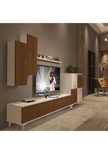 Decoraktiv Eko 6 Mdf Std Gold Tv Ünitesi Tv Sehpası Beyaz - Ceviz
