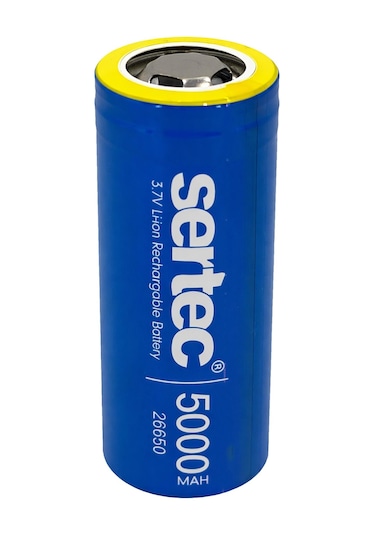 Sertec 26650 Şarjlı Pil 5000mah 3.7v Li-ion Başlıksız Düz 3lü