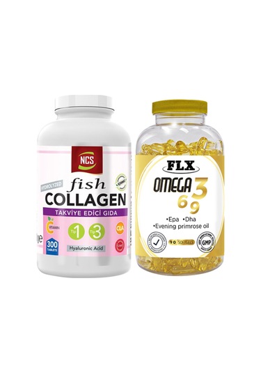 Balık Kollajen Type 1-3 300 Tablet & Flx Omega 3-6-9 90 Tablet