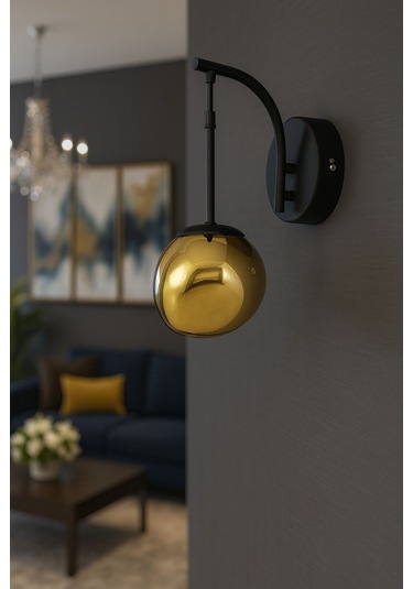 Rainbow Aplik Asimetrik Gold Camlı Dekor Aydınlatma İçin Modern Sarkıt Aplik - Loş Işık Verir Sarı