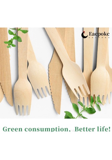 Fosenze 100 Adet Gıda Grubu Ahşap Çatal Seti, Çevre Dostu Ve Geri Dönüştürülebilir Ahşap Beste Ürünü Ahşap