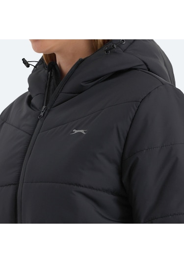 Slazenger CALLU Kadın Kapüşonlu Şişme Siyah Mont & Kaban