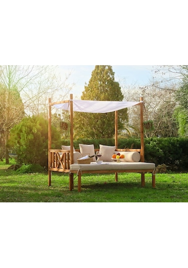 Mandu Exclusive Ahşap Bahçe Yatağı (Daybed) Bej