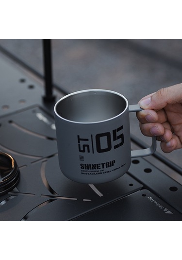 Tenfowee Taşra Kampı İçin Çift Katlı Isı Saklama Özelliği 350ml Paslanmaz Çelik Kahve Bardak, Taşınabilir Lehimli Outdoor Kupa Koyu Gri