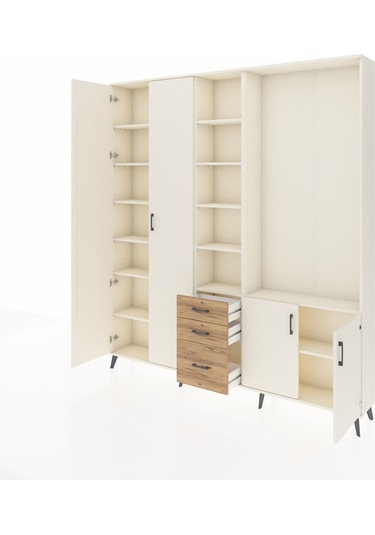 Arges Dolap 13 Raflı 3 Çekmeceli 4 Kapaklı 220x30x243 Aytaşı-aytaşı/çam Aytası/atlas Çam