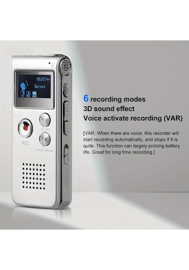 Willowhaven 8gb Mp3 Çalar Gümüş Dijital Ses Kayıt Cihazı 6 Kayıt Modu 650 Saat Pil Ömürü