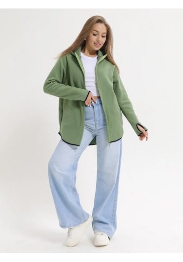 Kanka Fermuarlı Polar Sweatshirt 402379081 Yeşil