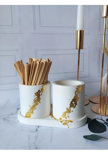 Cre Art Alçı Dekoratif Organizatör Külot Mendil Seti 236592463 Altın Rengi