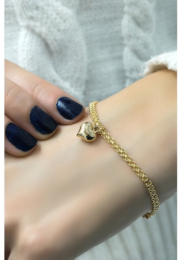 Kalpli Bismark Bileklik 14 Ayar Altın - Yeşil