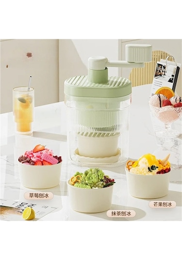 Ulzyvf Traş Buz Makinesi Küçük Manuel Buz Kırıcı Ev El-krank Yeşil, Pratik Tasarım Yeşil