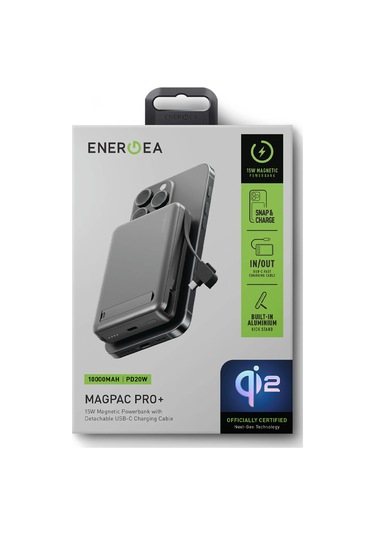 Magpac Pro Plus 10.000 Mah 20w Type-c 20w Type-c Kablo Ve 15w Kablosuz Şarj Hızlı Şarj Magsafe Powerbank Koyu Gri