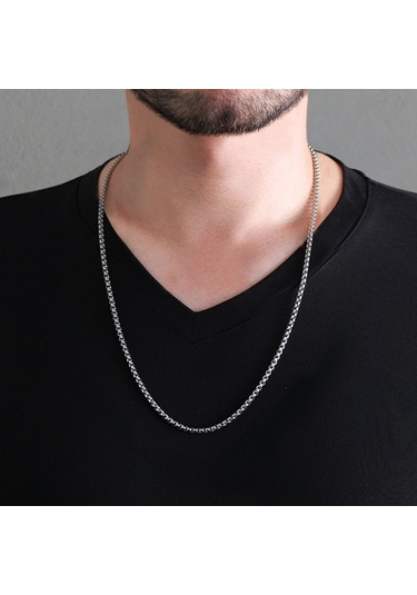 Silver Renk Çelik Erkek Popcorn Zincir (504282019) Metalik