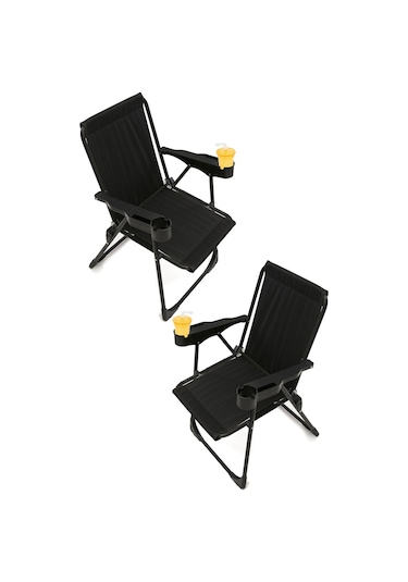 Silva 2 Adet Kamp Sandalyesi Bardaklıklı - Siyah