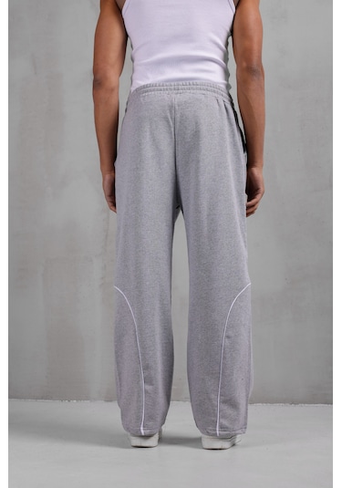 Dark Moda Erkek Oval Şeritli Baggy Eşofman Gri
