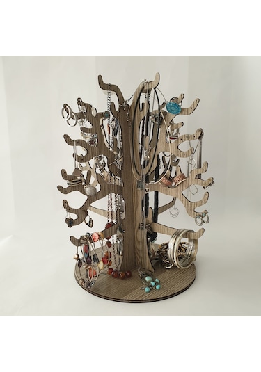 1 Fark - Ahşap Takı Ağacı -Takı Standı - Takı Düzenleyici  - Meşe