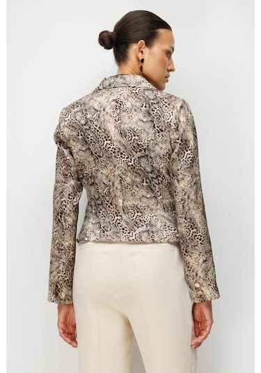 Ekol Kadın Leopar Desenli Crop Ceket 1050 Leopar LEOPAR
