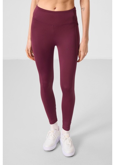 Bordo Esnek Standart Fit Performans Kadın Tayt - 94667 Bordo