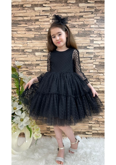 Mnk Baby & Kids Katkat Prenses Dantel Tokalı Kız Çocuk Elbise Siyah