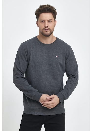 Erkek Siyah-antrasit Bisiklet Yaka Nakış Detaylı Regular Fit 2'li Sweatshirt Mmtlce70-2 001