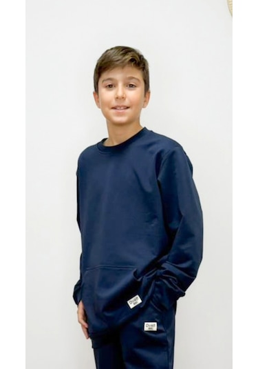 Divinus Erkek Çocuk Kangru Cepli Sweatshirt Lacivert
