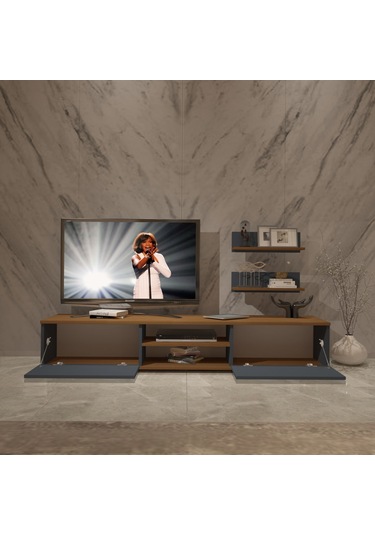 Decoraktiv Eko 4 Mdf Dvd Tv Ünitesi Tv Sehpası Ceviz - Antrasit