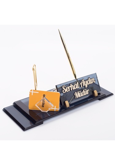 Elit Masa İsimliği Kabartma Gold Ofis Kristal Masa İsimlik