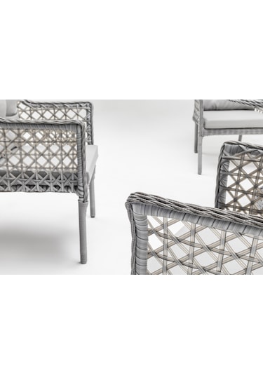 Zen Masalı Çay Seti Bahçe Ve Balkon Mobilyası Takımı 1+1+1+1+ Çap 110 Masa ,gri Gri