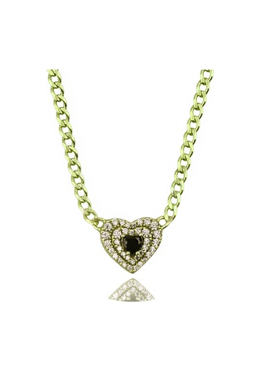 Masaliko Kalp Gümüş Kolye Ms3306, 925 Ayar Kadın Gümüş Kolye, Altın Kaplama Altın