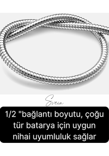 75 Cm Kısa Tepe Ara Duş Hortumu Spiral Robot Ara Bağlantı Örgülü Dayanıklı Kopmaz Patlamaz Sızdırmaz Gümüş