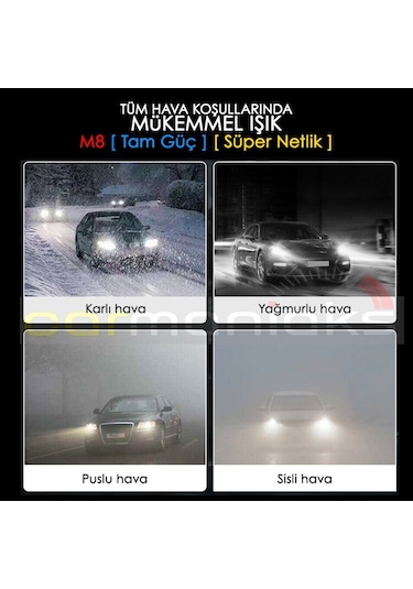 Led 360 M8 H4 Full Power Csp 360° Led Xenon Far Ampul %100 Canbus