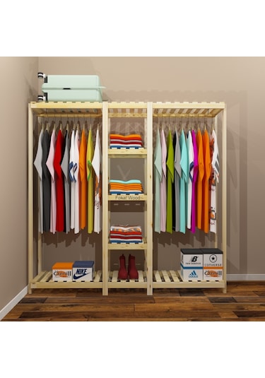 Dula - Açık Ahşap Gardırop