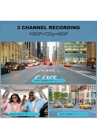 Dash Cam Ön Ve Arka İç 3 Kamera 1080+720+480p 4in Araba Dikiz Aynası Araba Video Kayıt Kamerası Gece Görüş Araba Kamera Kaydedici Otomatik G