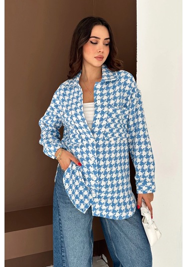 Kazayağı Gömlek Mavi Mavi