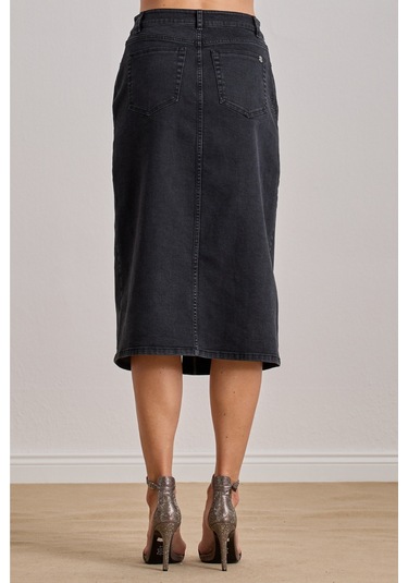Diz Boy Siyah Jean Etek Siyah