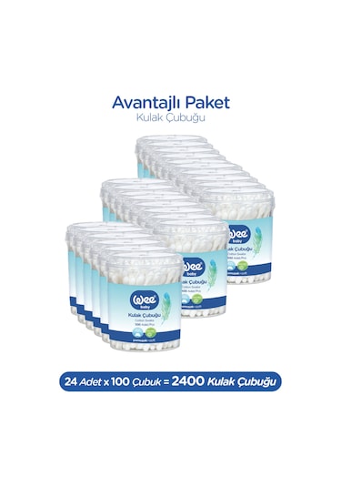 100'lü Bebek Kulak Çubuğu (100x24 2400 Adet)
