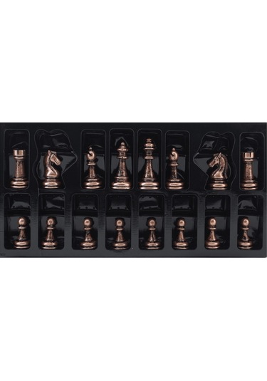 Metal Klasik Satranç Takımı Antik Ve El Yapımı Masif Ahşap Sandık