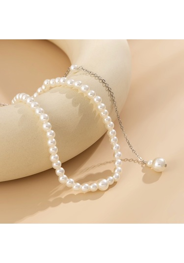 Basit Geometrik Boncuklu Vücut Zinciri Mizaç Taklit İnci Püskül Pastoral Tarzı Sırt Zinciri Kadın Takısı Diğer