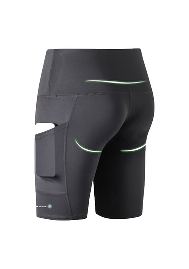 Skycity Kadın Spor Şortu - Yüksek Bel, Yan Cep, Nefes Alabilir, Hızlı Kuruma, Esnek, Koşu Ve Antrenman İçin Gri