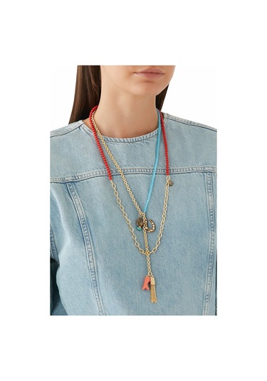 Long Pendant Charm Kolye, Uzun Ve Zarif Tasarım Altın