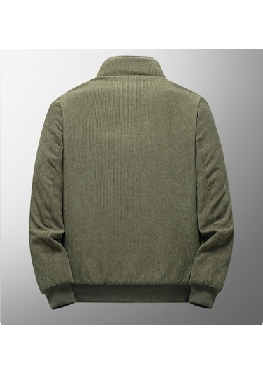 Erkekler İçin Kadife Ve Kalın Kumaşlı Rahat Bol Sıcak Ceket Siyah