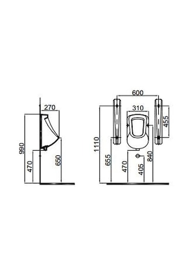 İdevit Pisuar / Pisuvar Üstten Su Girişli Standart Hariç-Sifonsuz